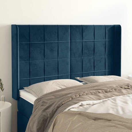 Vidaxl hoofdbord met randen 147x16x118 128 cm fluweel donkerblauw