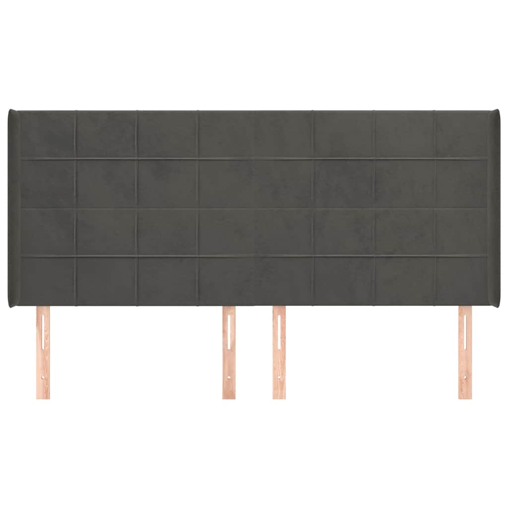 Vidaxl hoofdbord met randen 183x16x118 128 cm fluweel donkergrijs