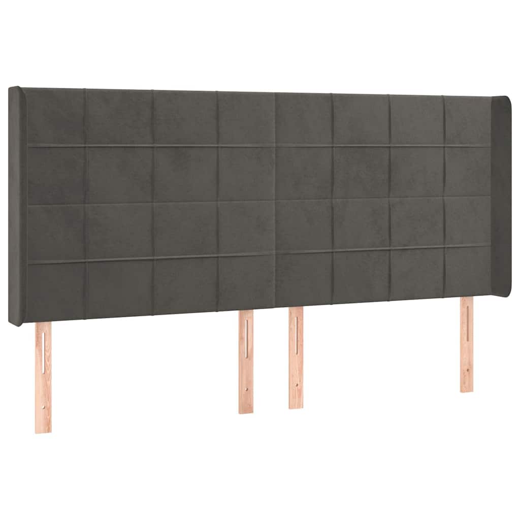 Vidaxl hoofdbord met randen 203x16x118 128 cm fluweel donkergrijs