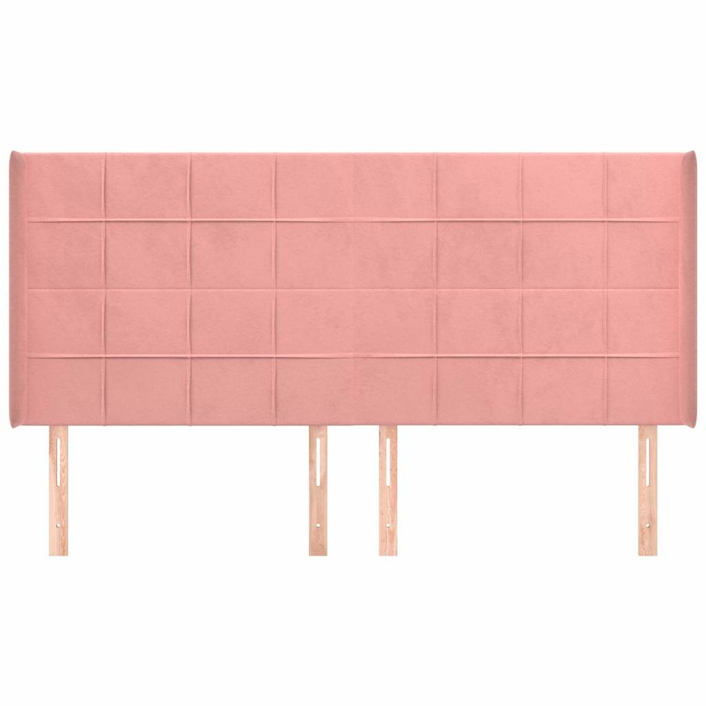 Vidaxl hoofdbord met randen 203x16x118 128 cm fluweel roze