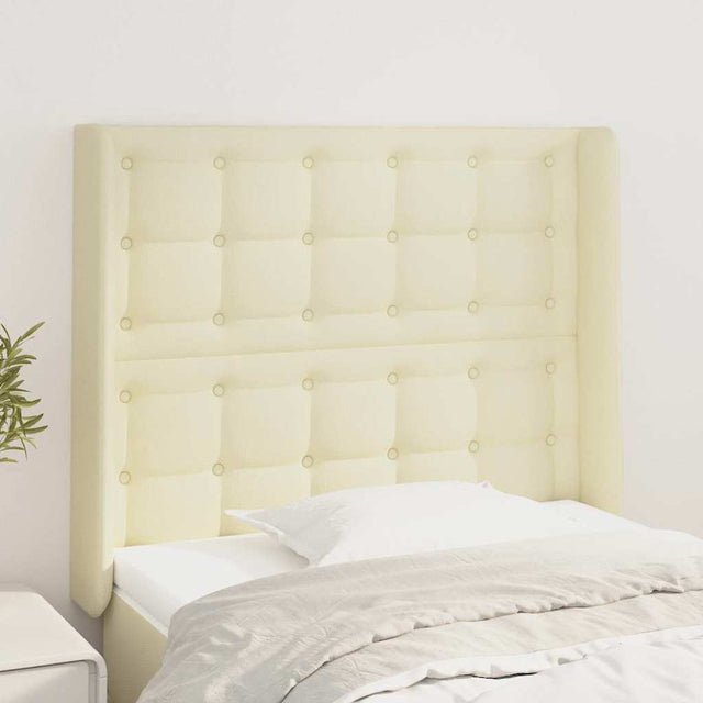 Vidaxl hoofdbord met randen 93x16x118 128 cm kunstleer crèmekleurig