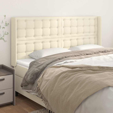 Vidaxl hoofdbord met randen 183x16x118 128 cm kunstleer crèmekleurig