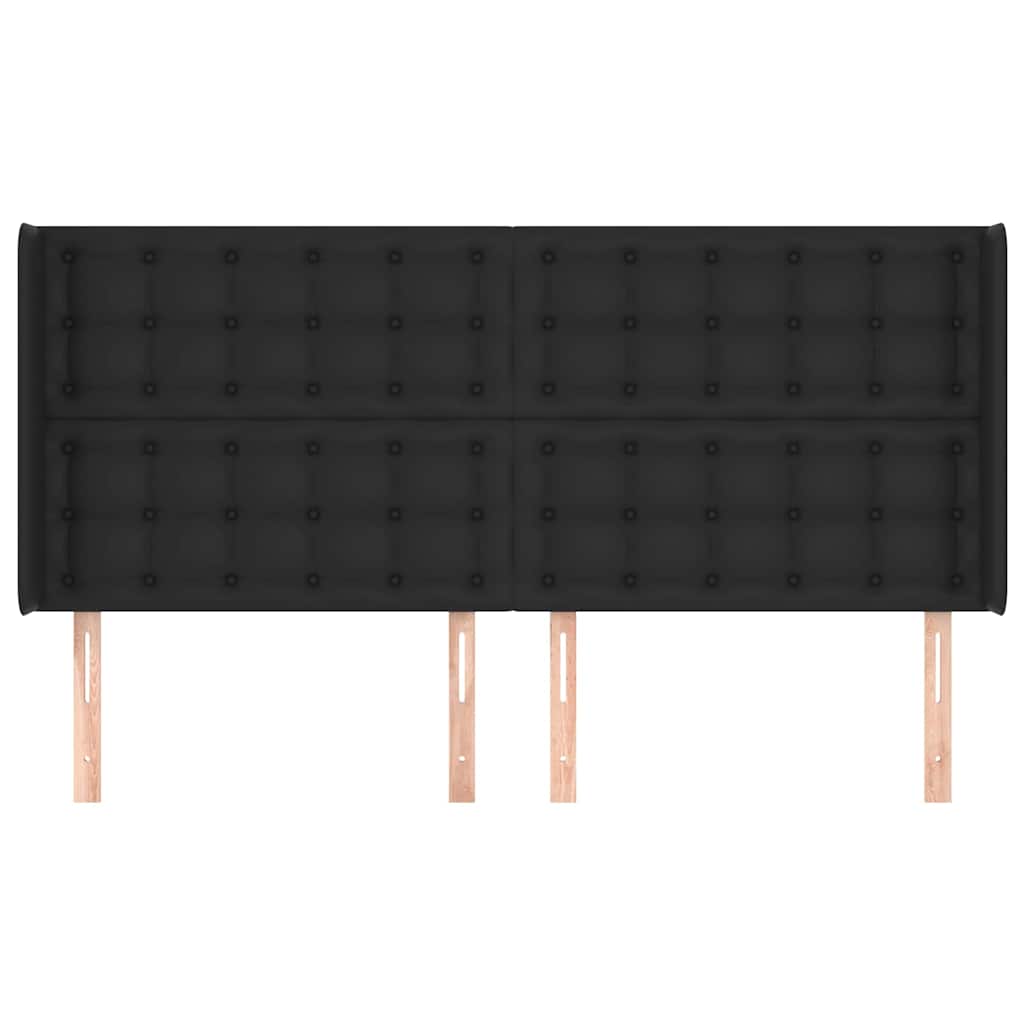 Vidaxl hoofdbord met randen 203x16x118 128 cm kunstleer zwart