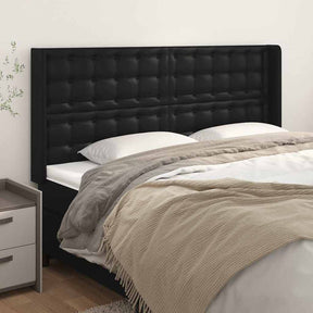 Vidaxl hoofdbord met randen 203x16x118 128 cm kunstleer zwart
