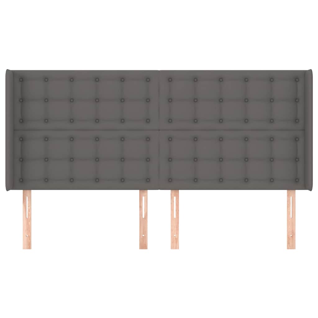 Vidaxl hoofdbord met randen 203x16x118 128 cm kunstleer grijs