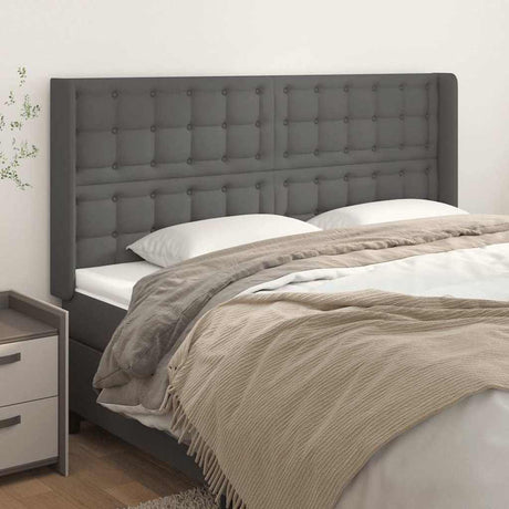 Vidaxl hoofdbord met randen 203x16x118 128 cm kunstleer grijs