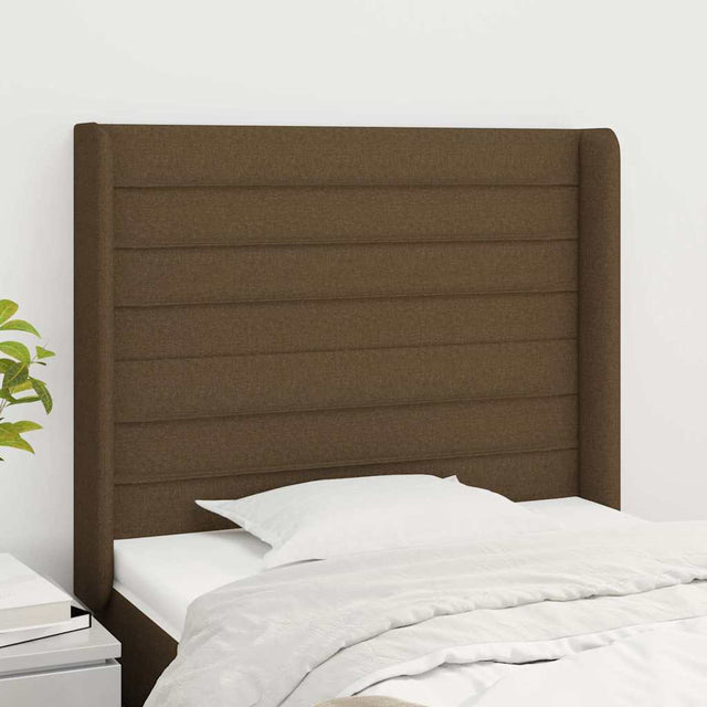 Vidaxl hoofdbord met randen 83x16x118 128 cm stof donkerbruin