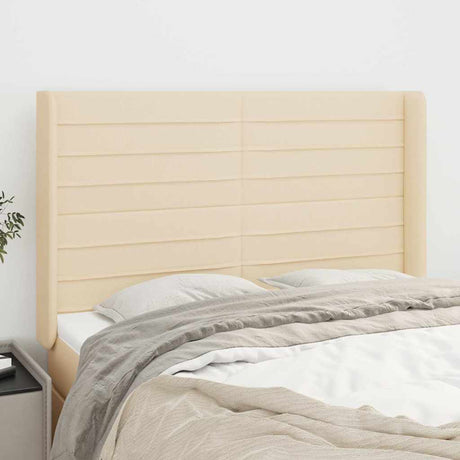 Vidaxl hoofdbord met randen 147x16x118 128 cm stof crèmekleurig