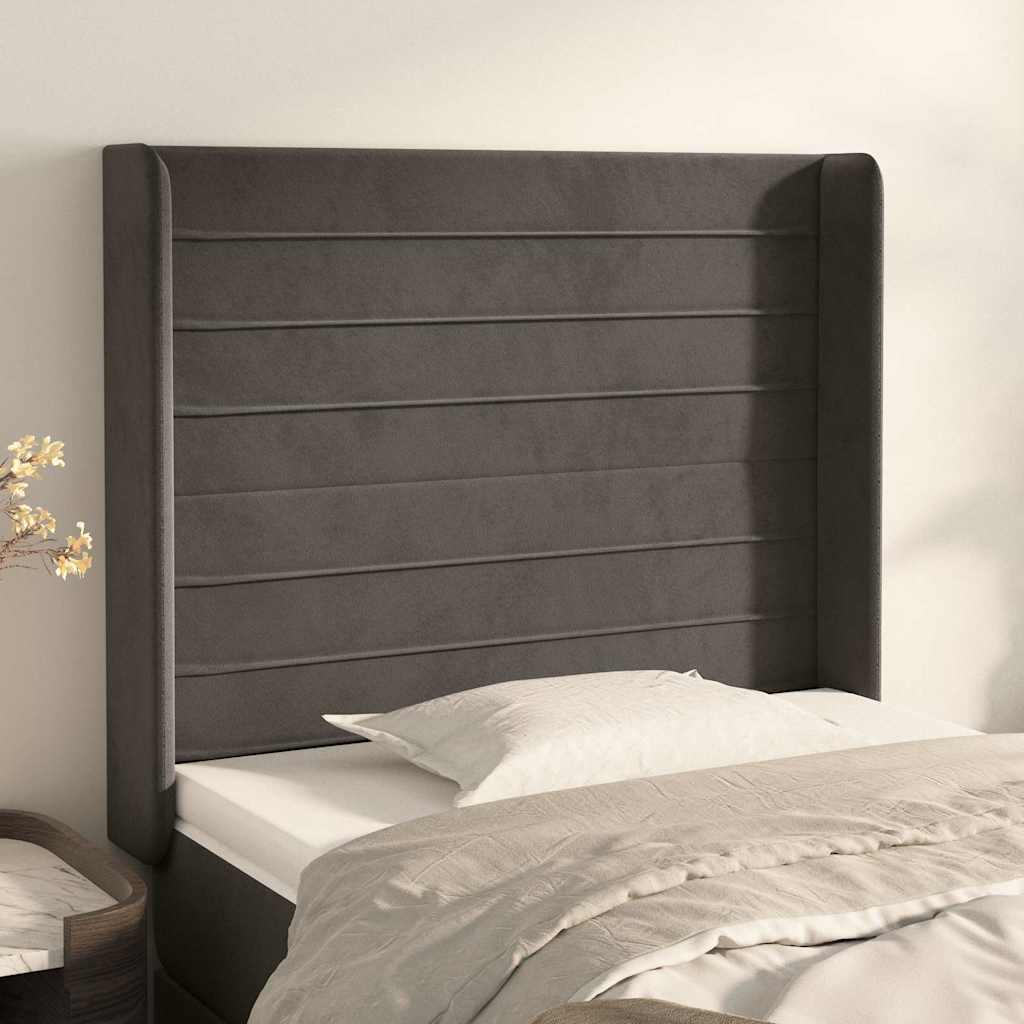 Vidaxl hoofdbord met randen 83x16x118 128 cm fluweel donkergrijs