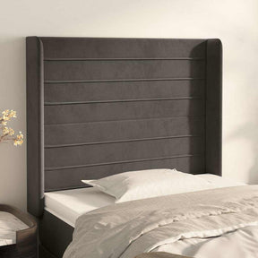 Vidaxl hoofdbord met randen 83x16x118 128 cm fluweel donkergrijs