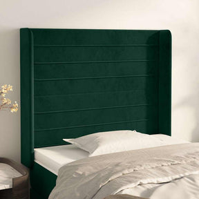 Vidaxl hoofdbord met randen 93x16x118 128 cm fluweel donkergroen