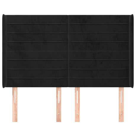 Vidaxl hoofdbord met randen 147x16x118 128 cm fluweel zwart