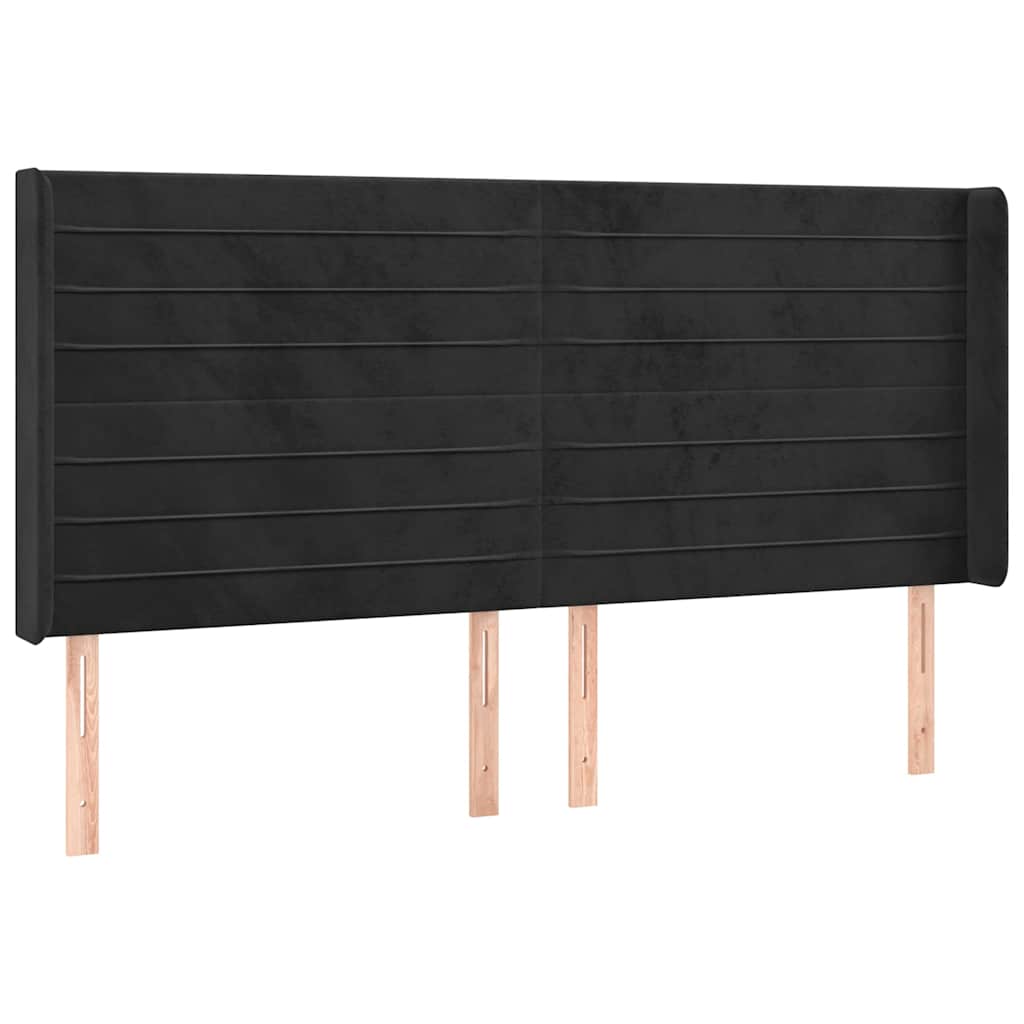 Vidaxl hoofdbord met randen 163x16x118 128 cm fluweel zwart
