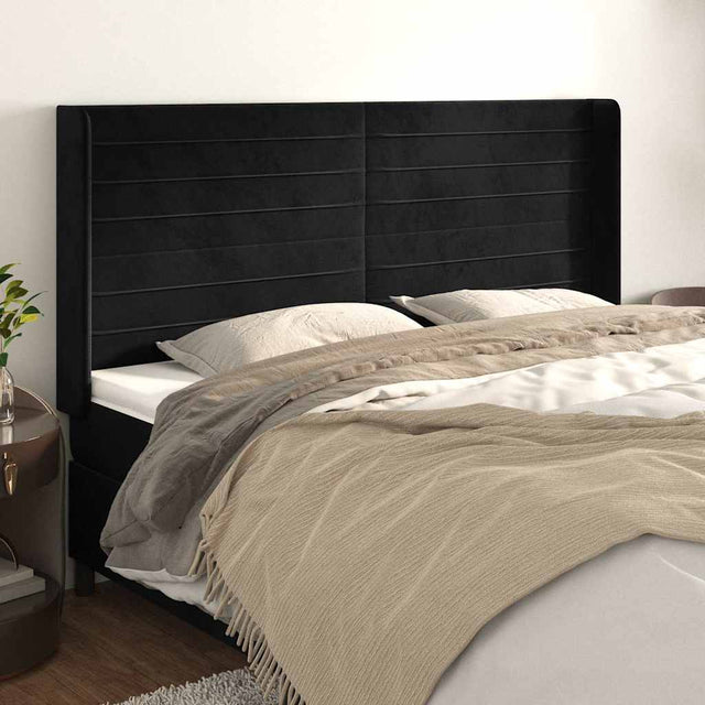 Vidaxl hoofdbord met randen 163x16x118 128 cm fluweel zwart