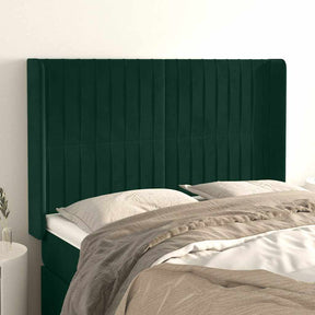 Vidaxl hoofdbord met randen 147x16x118 128 cm fluweel donkergroen