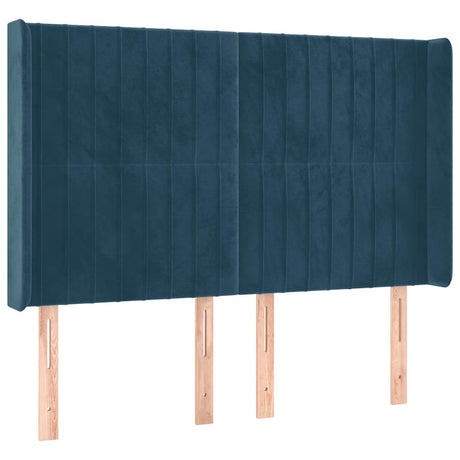 Vidaxl hoofdbord met randen 147x16x118 128 cm fluweel donkerblauw