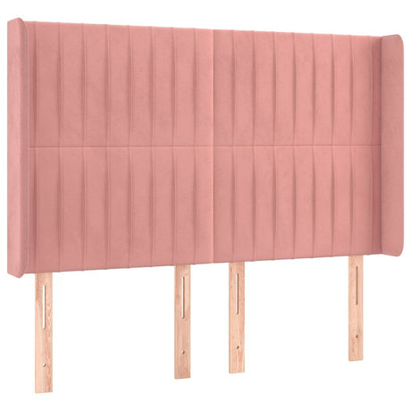 Vidaxl hoofdbord met randen 147x16x118 128 cm fluweel roze