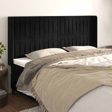 Vidaxl hoofdbord met randen 163x16x118 128 cm fluweel zwart