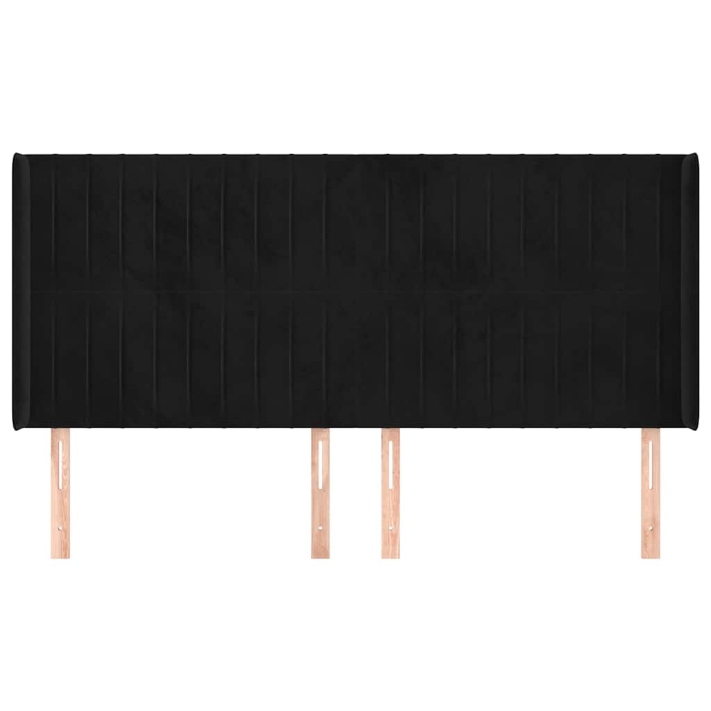 Vidaxl hoofdbord met randen 183x16x118 128 cm fluweel zwart