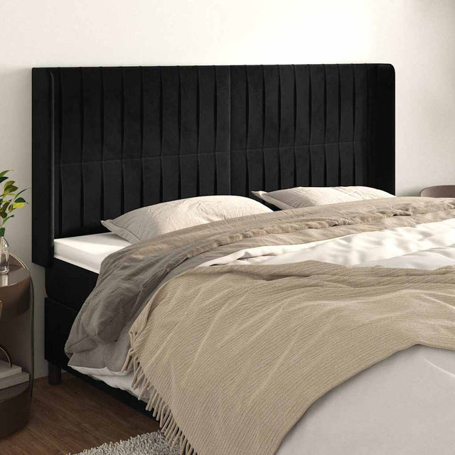 Vidaxl hoofdbord met randen 183x16x118 128 cm fluweel zwart