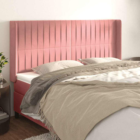 Vidaxl hoofdbord met randen 183x16x118 128 cm fluweel roze