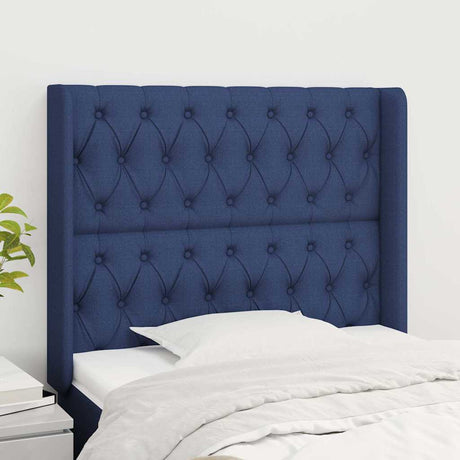 Vidaxl hoofdbord met randen 93x16x118 128 cm stof blauw