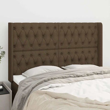 Vidaxl hoofdbord met randen 163x16x118 128 cm stof donkerbruin