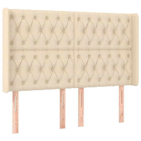 Vidaxl hoofdbord met randen 163x16x118 128 cm stof crèmekleurig