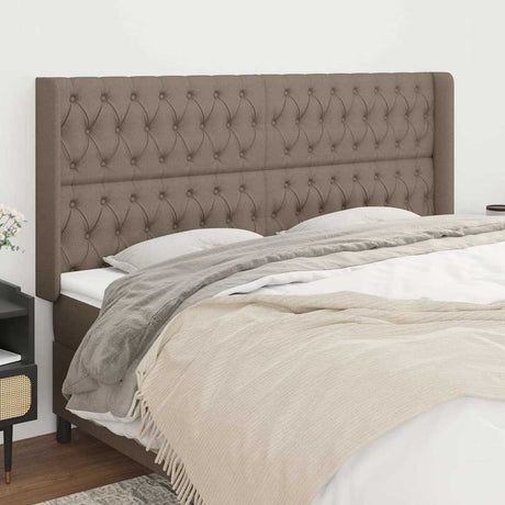 Vidaxl hoofdbord met randen 183x16x118 128 cm stof taupe
