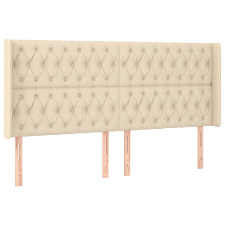 Vidaxl hoofdbord met randen 183x16x118 128 cm stof crèmekleurig