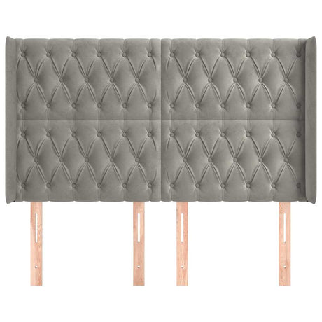 Vidaxl hoofdbord met randen 147x16x118 128 cm fluweel lichtgrijs