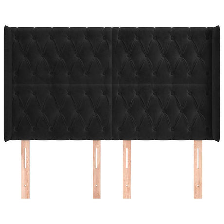 Vidaxl hoofdbord met randen 147x16x118 128 cm fluweel zwart