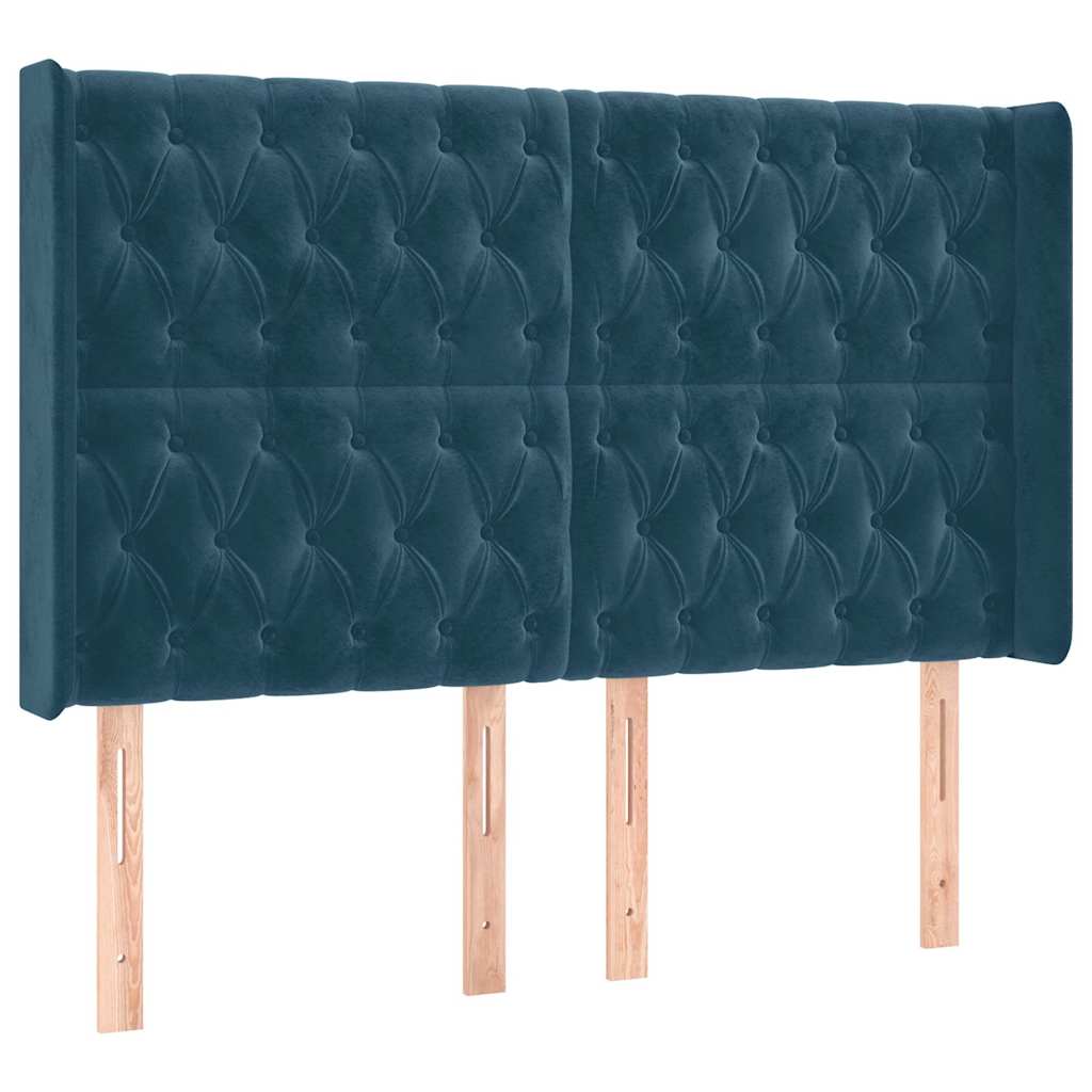 Vidaxl hoofdbord met randen 147x16x118 128 cm fluweel donkerblauw