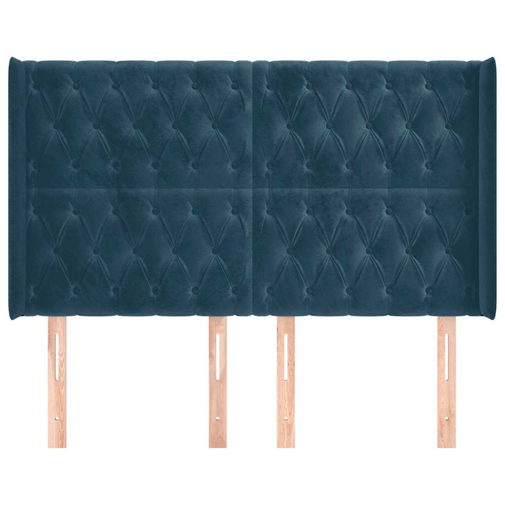 Vidaxl hoofdbord met randen 147x16x118 128 cm fluweel donkerblauw