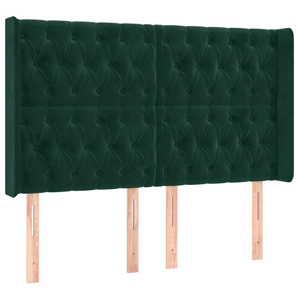 Vidaxl hoofdbord met randen 163x16x118 128 cm fluweel donkergroen
