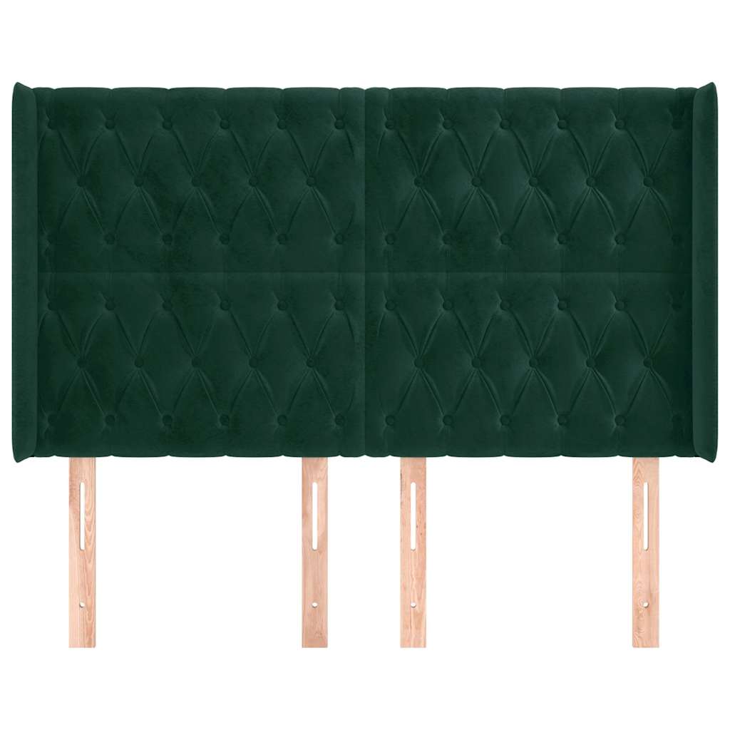 Vidaxl hoofdbord met randen 163x16x118 128 cm fluweel donkergroen