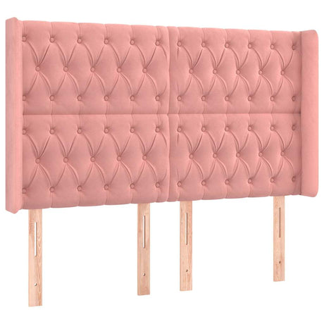 Vidaxl hoofdbord met randen 163x16x118 128 cm fluweel roze