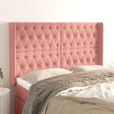 Vidaxl hoofdbord met randen 163x16x118 128 cm fluweel roze