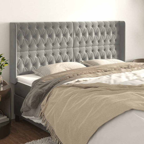 Vidaxl hoofdbord met randen 183x16x118 128 cm fluweel lichtgrijs