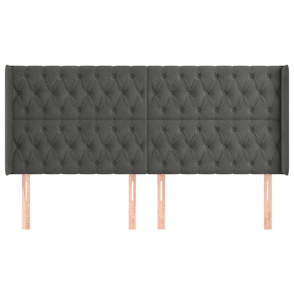 Vidaxl hoofdbord met randen 183x16x118 128 cm fluweel donkergrijs