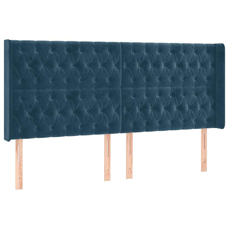 Vidaxl hoofdbord met randen 183x16x118 128 cm fluweel donkerblauw