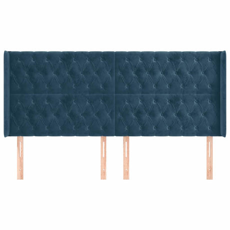 Vidaxl hoofdbord met randen 183x16x118 128 cm fluweel donkerblauw