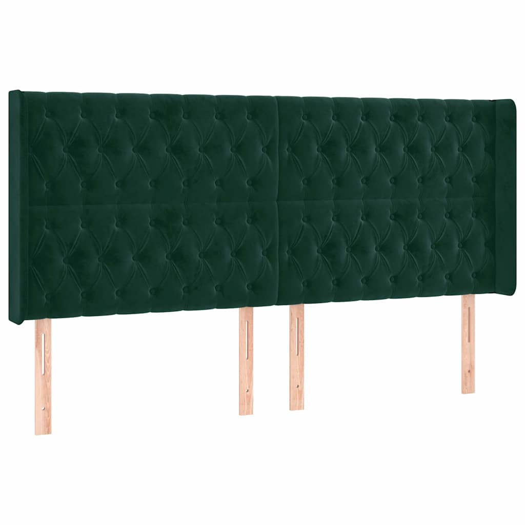 Vidaxl hoofdbord met randen 203x16x118 128 cm fluweel donkergroen