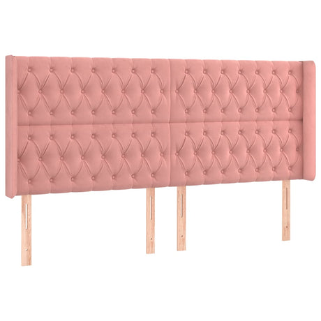 Vidaxl hoofdbord met randen 203x16x118 128 cm fluweel roze