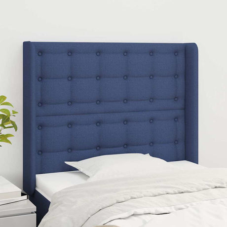 Vidaxl hoofdbord met randen 83x16x118 128 cm stof blauw