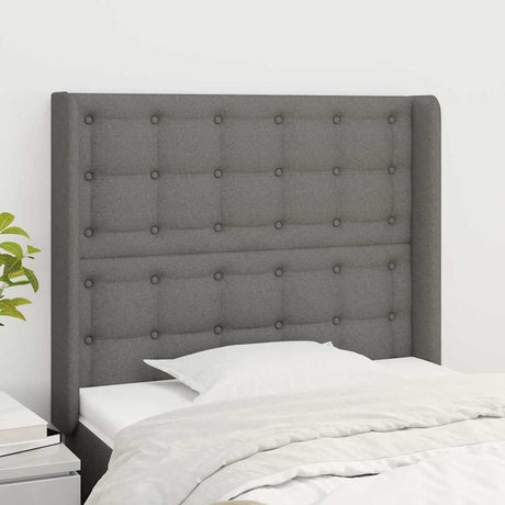 Vidaxl hoofdbord met randen 93x16x118 128 cm stof donkergrijs