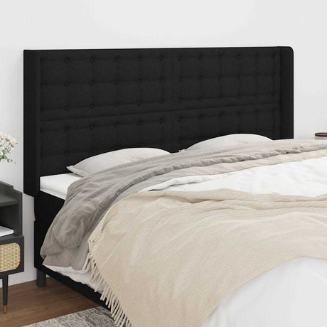 Vidaxl hoofdbord met randen 163x16x118 128 cm stof zwart