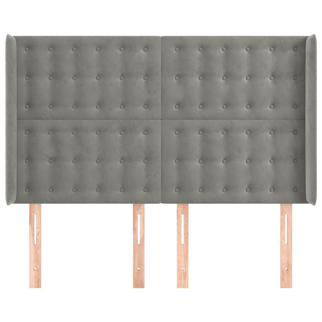 Vidaxl hoofdbord met randen 147x16x118 128 cm fluweel lichtgrijs