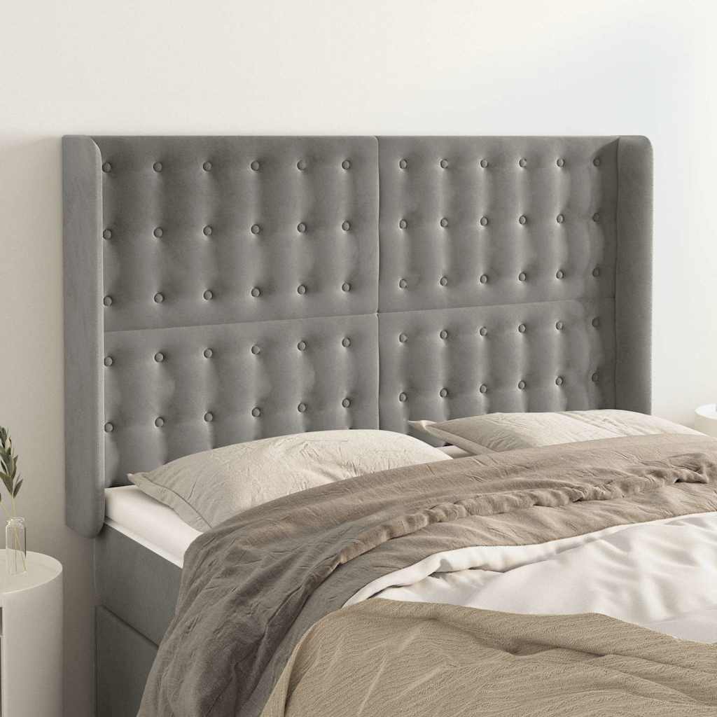 Vidaxl hoofdbord met randen 147x16x118 128 cm fluweel lichtgrijs