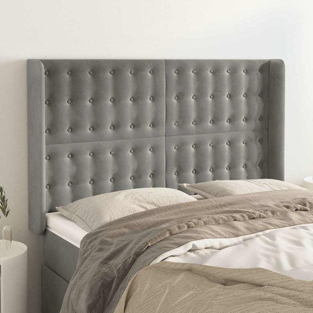 Vidaxl hoofdbord met randen 147x16x118 128 cm fluweel lichtgrijs